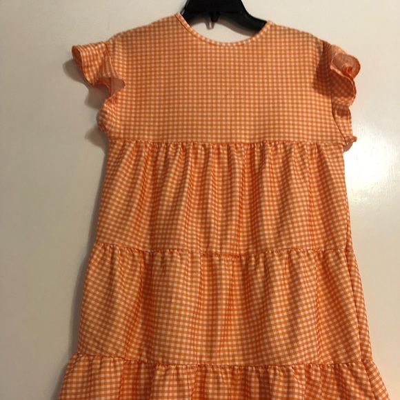 Seersucker orange mini dress - Picture 1 of 7